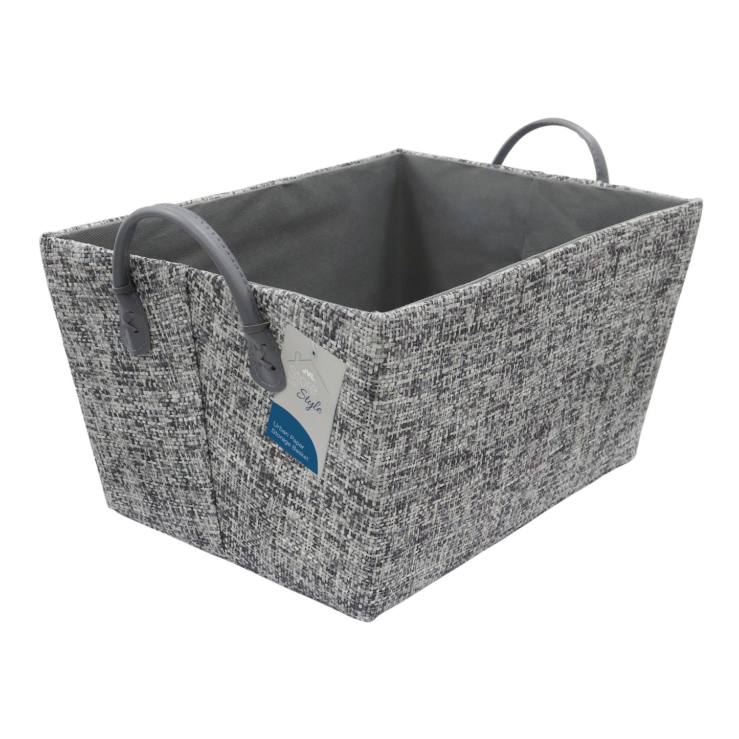 Urban Rectangular Paper Storage Basket With Handles