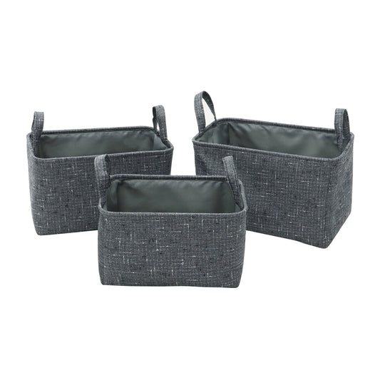 Shadow Set Of 3 Rectangular Fabric Storage Baskets with Handles