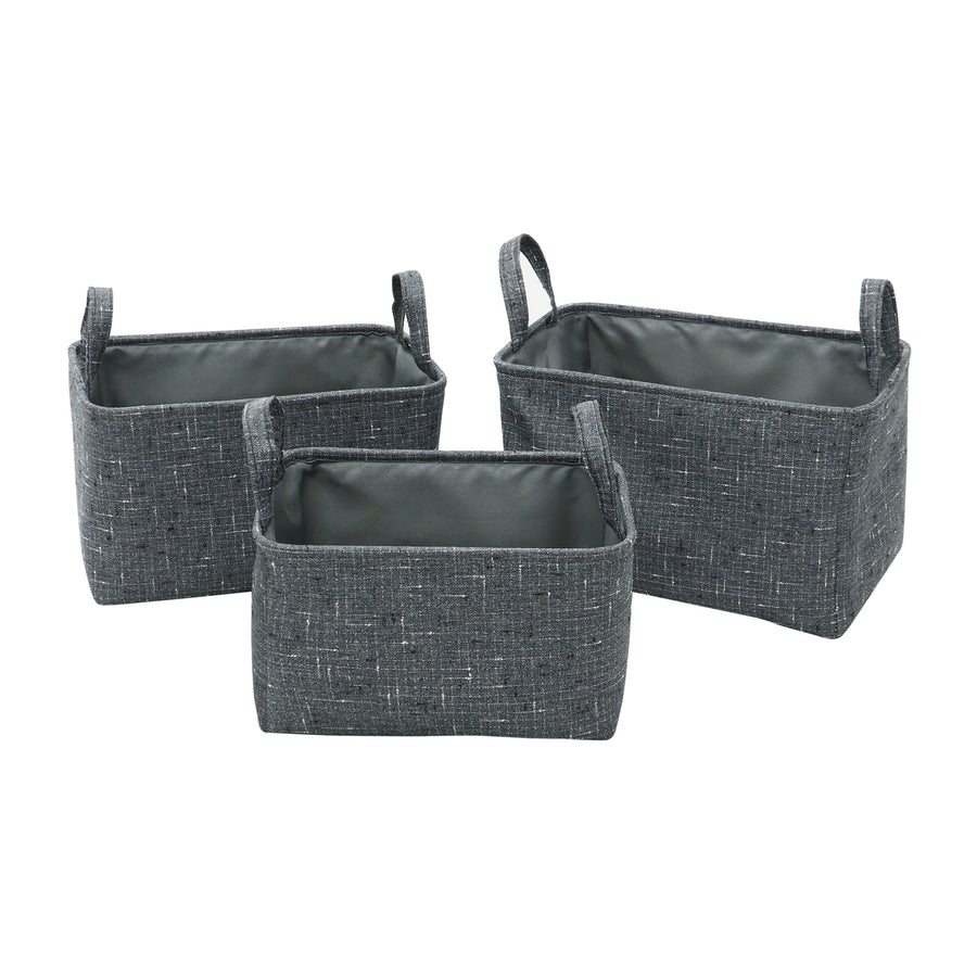 Shadow Set of 3 Rectangular Fabric Storage Baskets with Handles