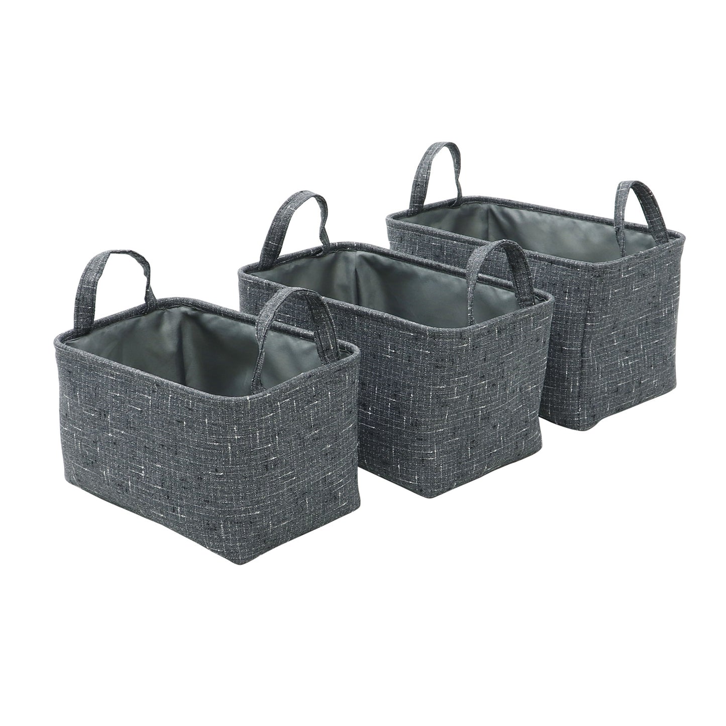 Shadow Set Of 3 Rectangular Fabric Storage Baskets with Handles