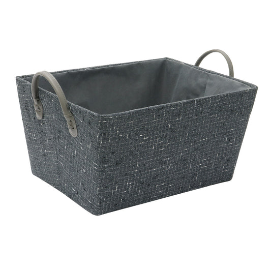 Shadow Rectangular Fabric Storage Basket With PU Handles