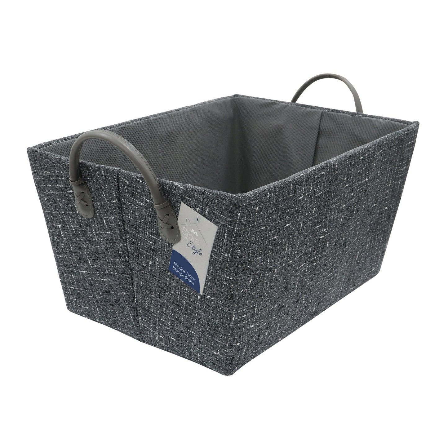 Shadow Rectangular Fabric Storage Basket With PU Handles