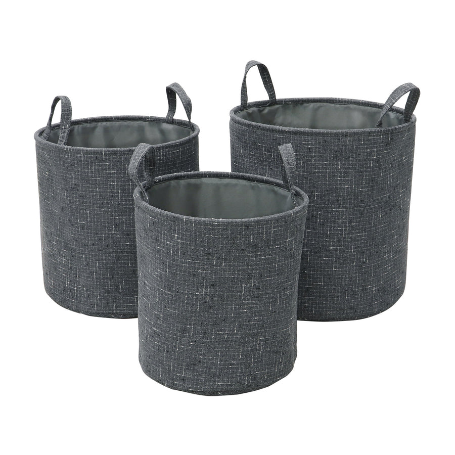 Shadow Set of 3 Round Fabric Storage Baskets