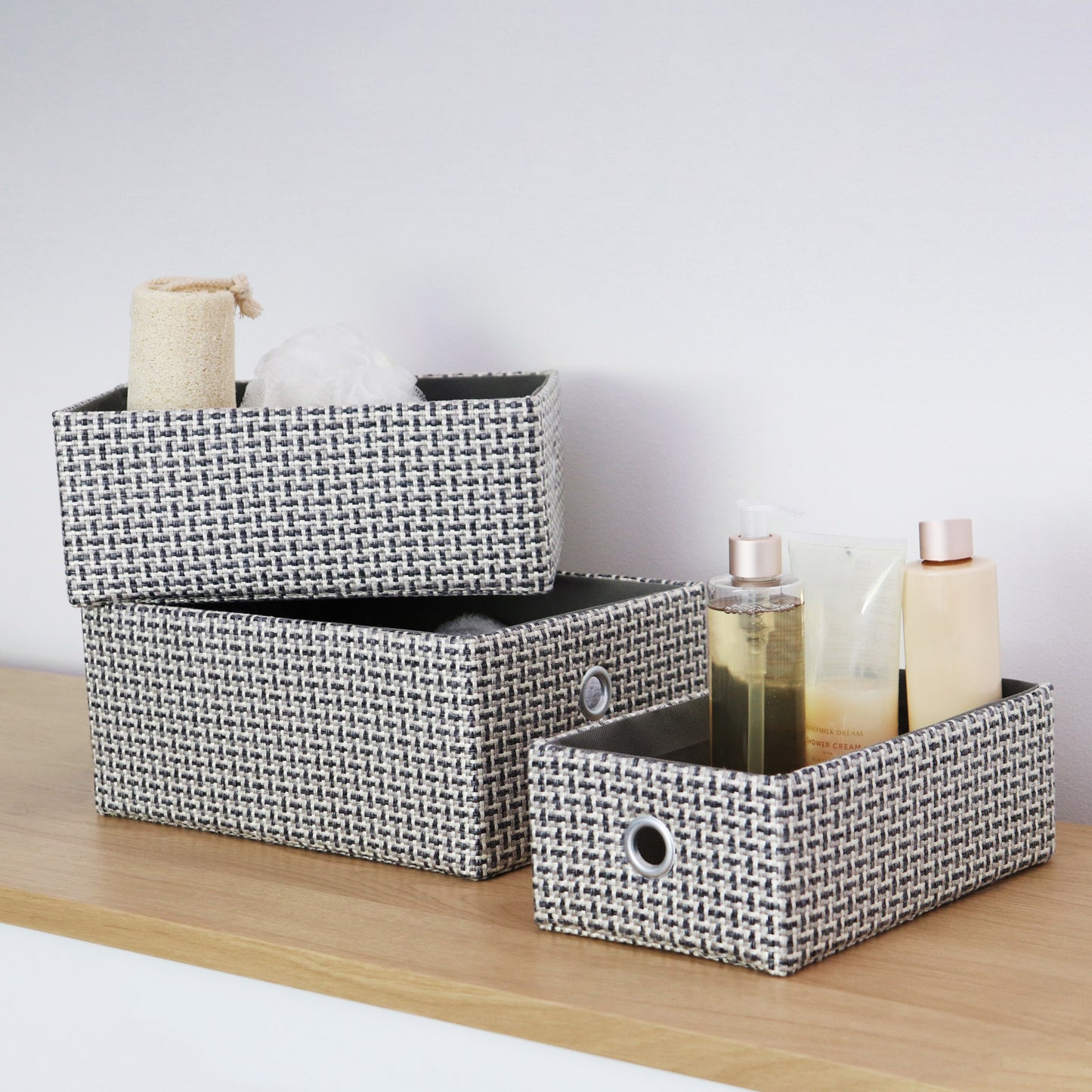 Silva Set Of 3 Rectangular Fabric Storage Baskets