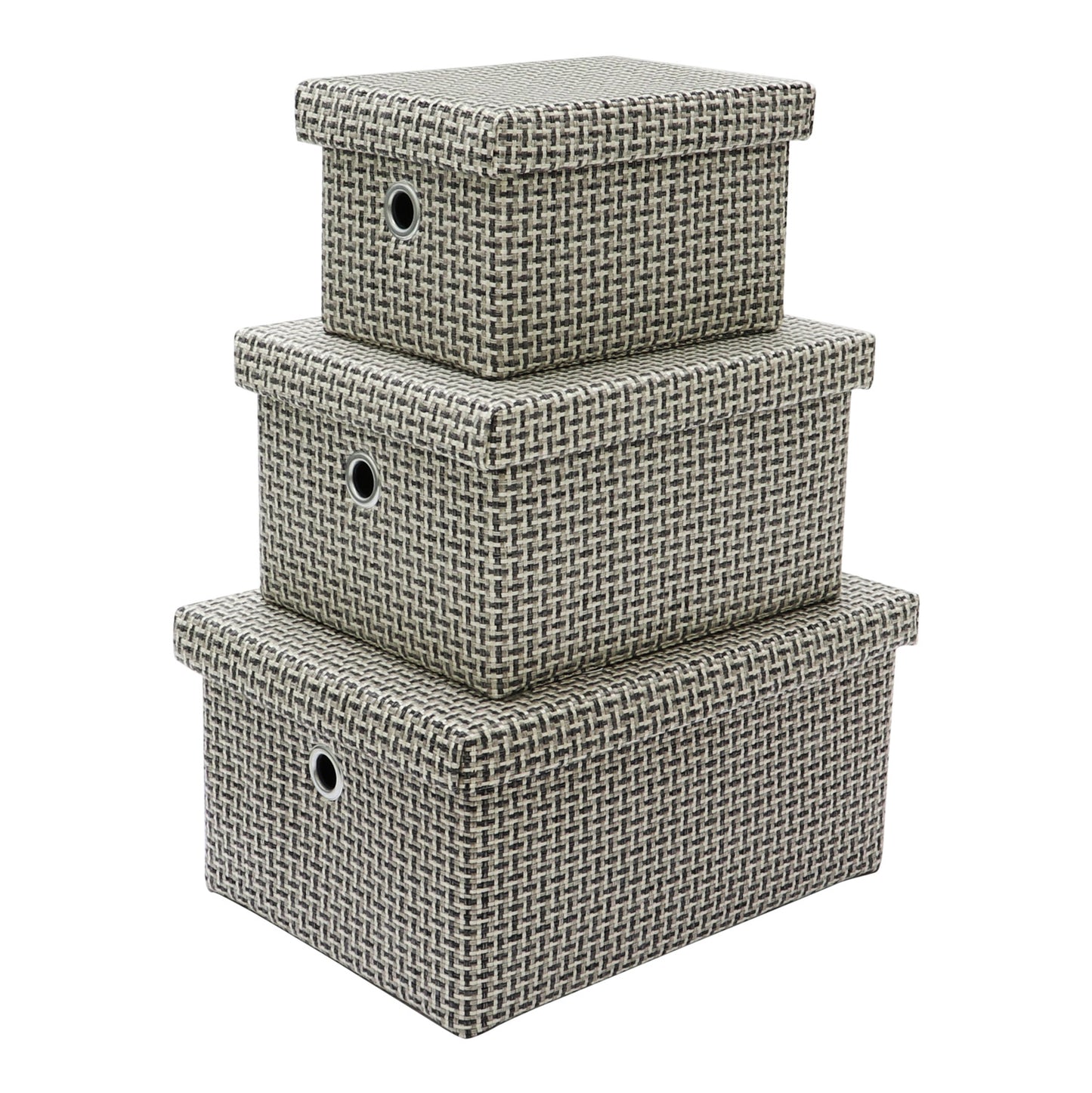 Silva Set of 3 Rectangular Fabric Storage Boxes with Lids