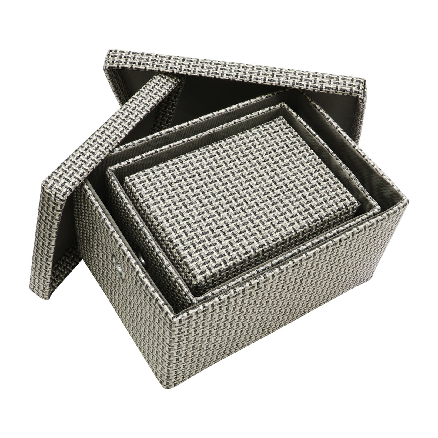 Silva Set of 3 Rectangular Fabric Storage Boxes with Lids