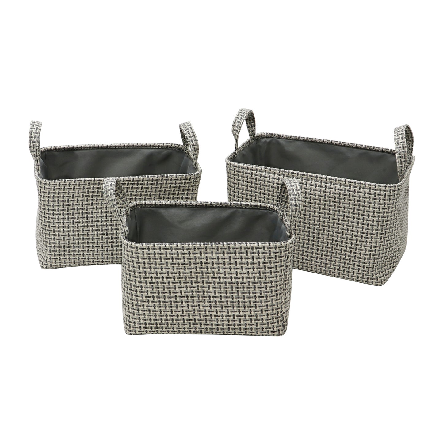 Silva Set Of 3 Rectangular Fabric Storage Baskets with Handles