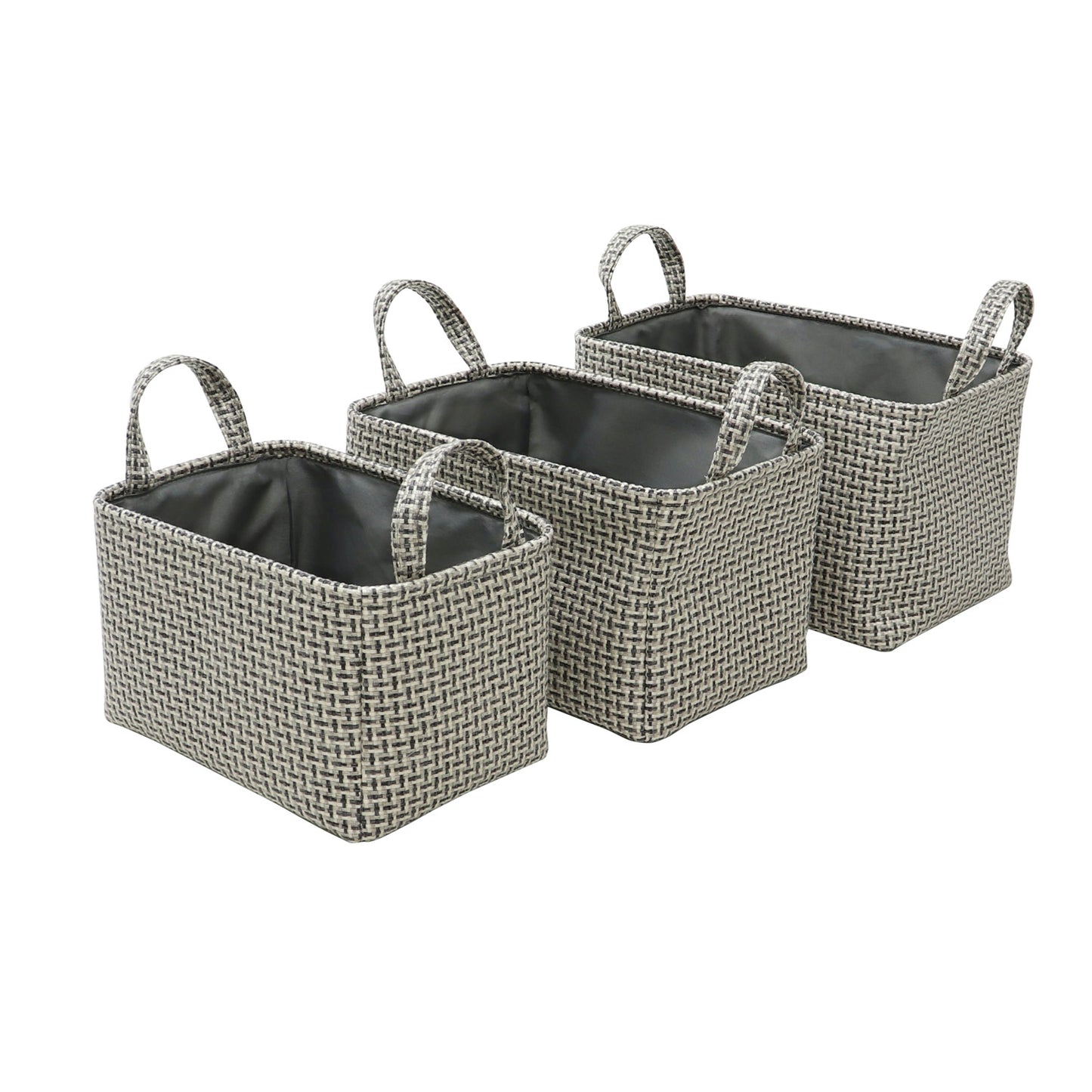 Silva Set Of 3 Rectangular Fabric Storage Baskets with Handles