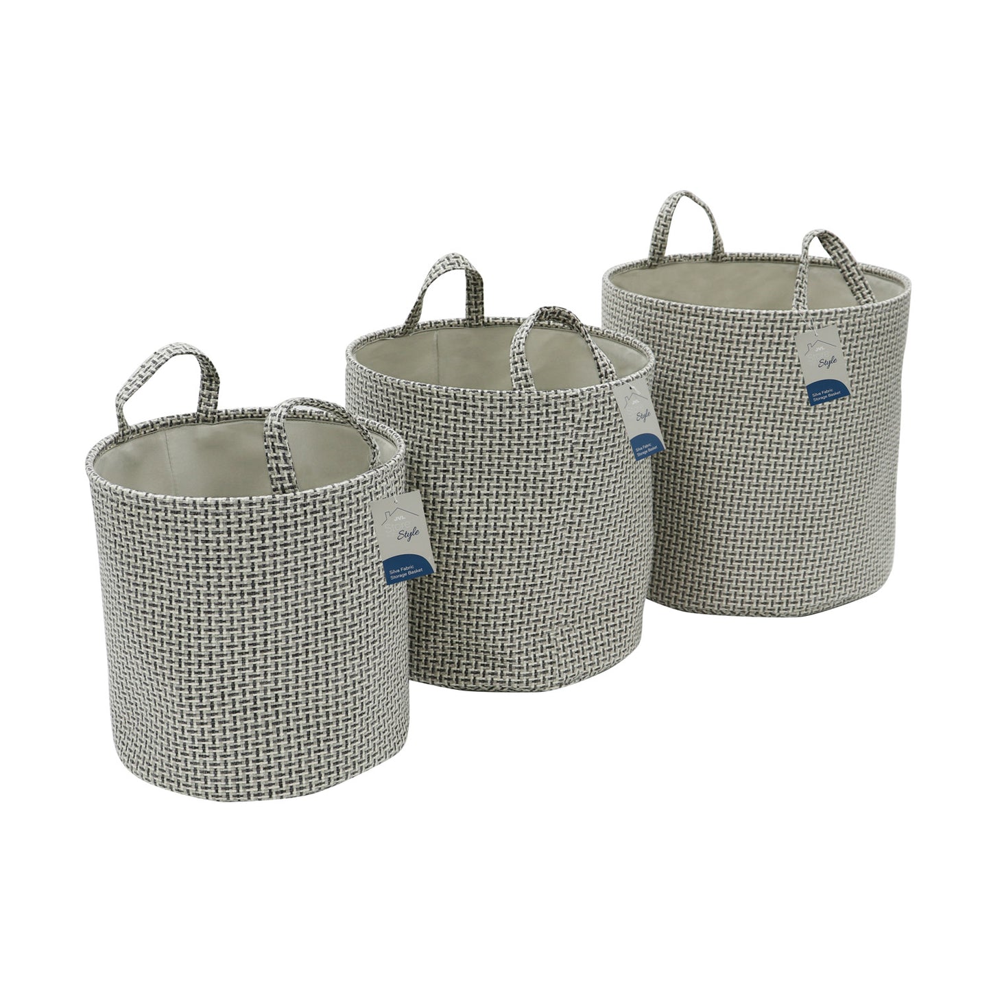 Silva Set Of 3 Round Fabric Storage Baskets
