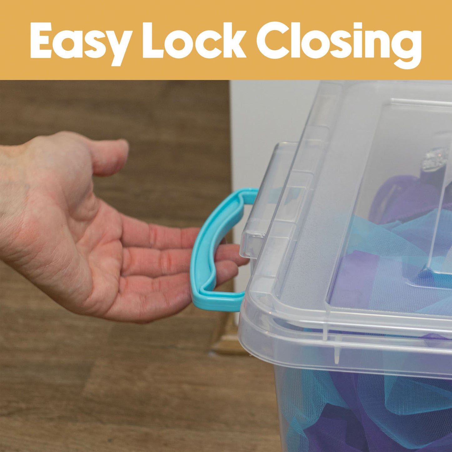 Plastic Clip Lidded 25L Storage Box Clear (Set of 3)