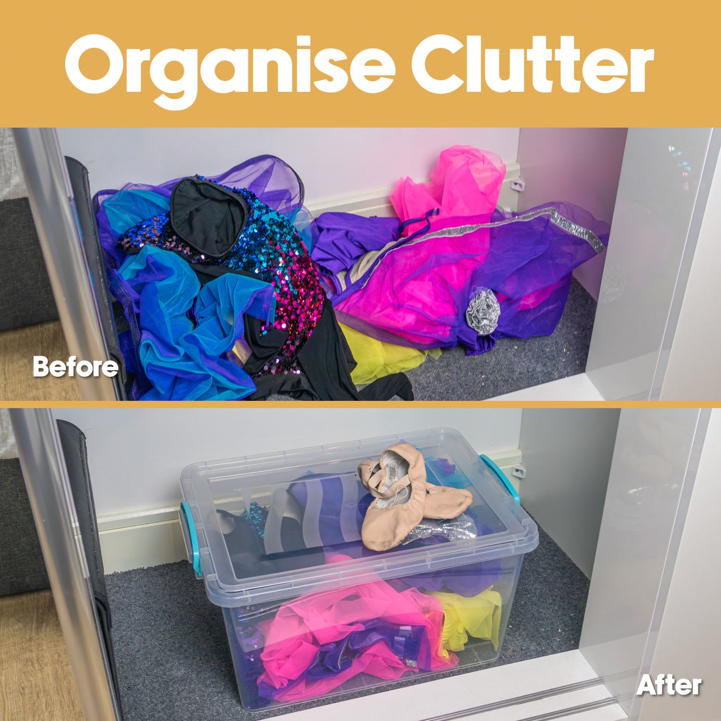 Plastic Clip Lidded 30L Storage Box Clear Set of 3