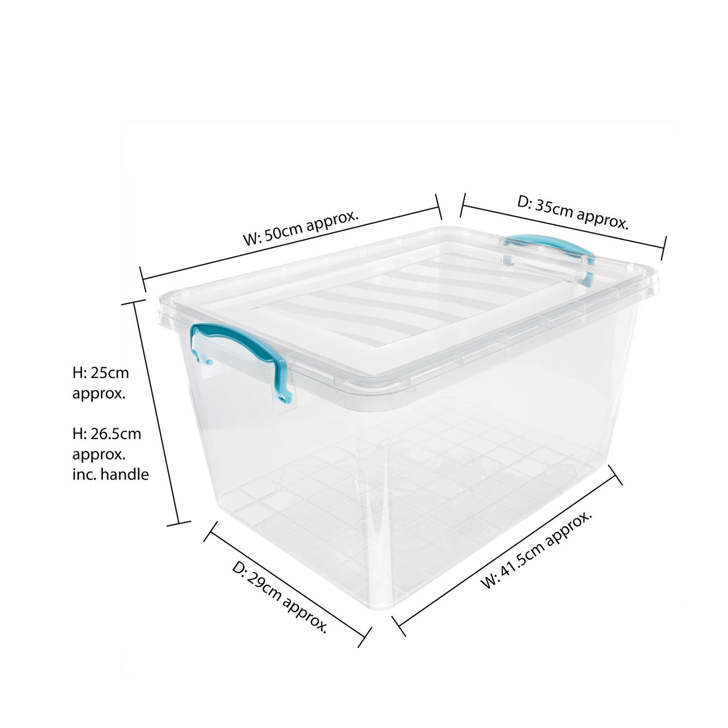 Plastic Clip Lidded 30L Storage Box Clear Set of 3