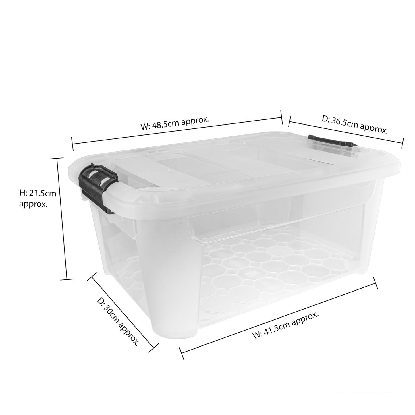 Plastic Secure Clip Lidded 25L Storage Box Clear (Set of 3)