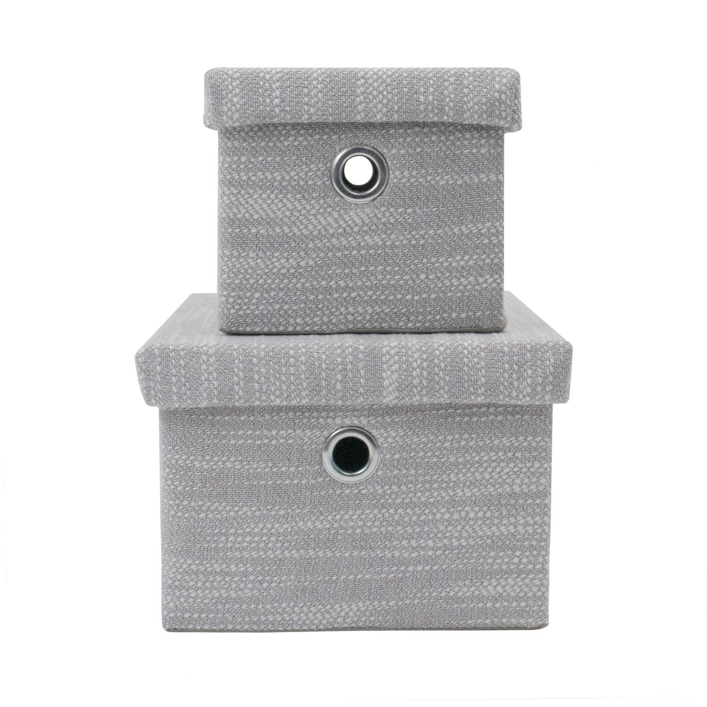Serena Grey Set of 2 Rectangular Storage Baskets with Lids