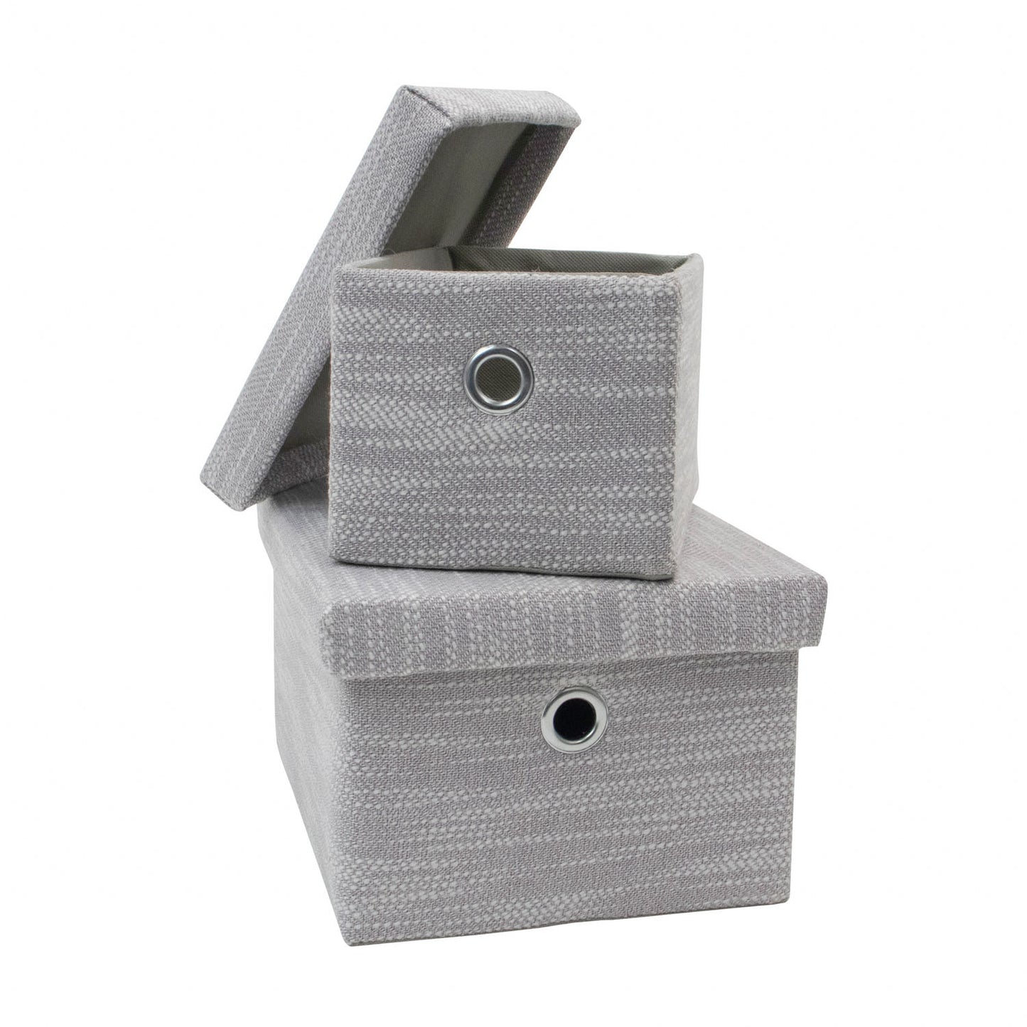 Serena Grey Set of 2 Rectangular Storage Baskets with Lids