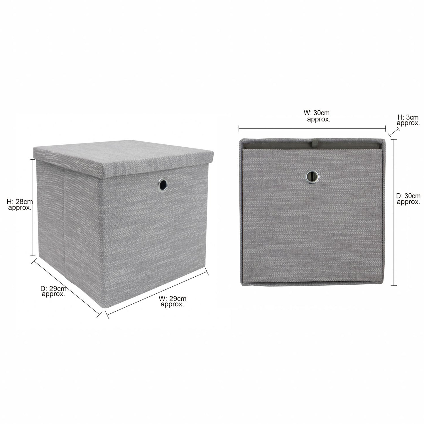 Serena Grey Foldable Cube Organiser Box with Lid