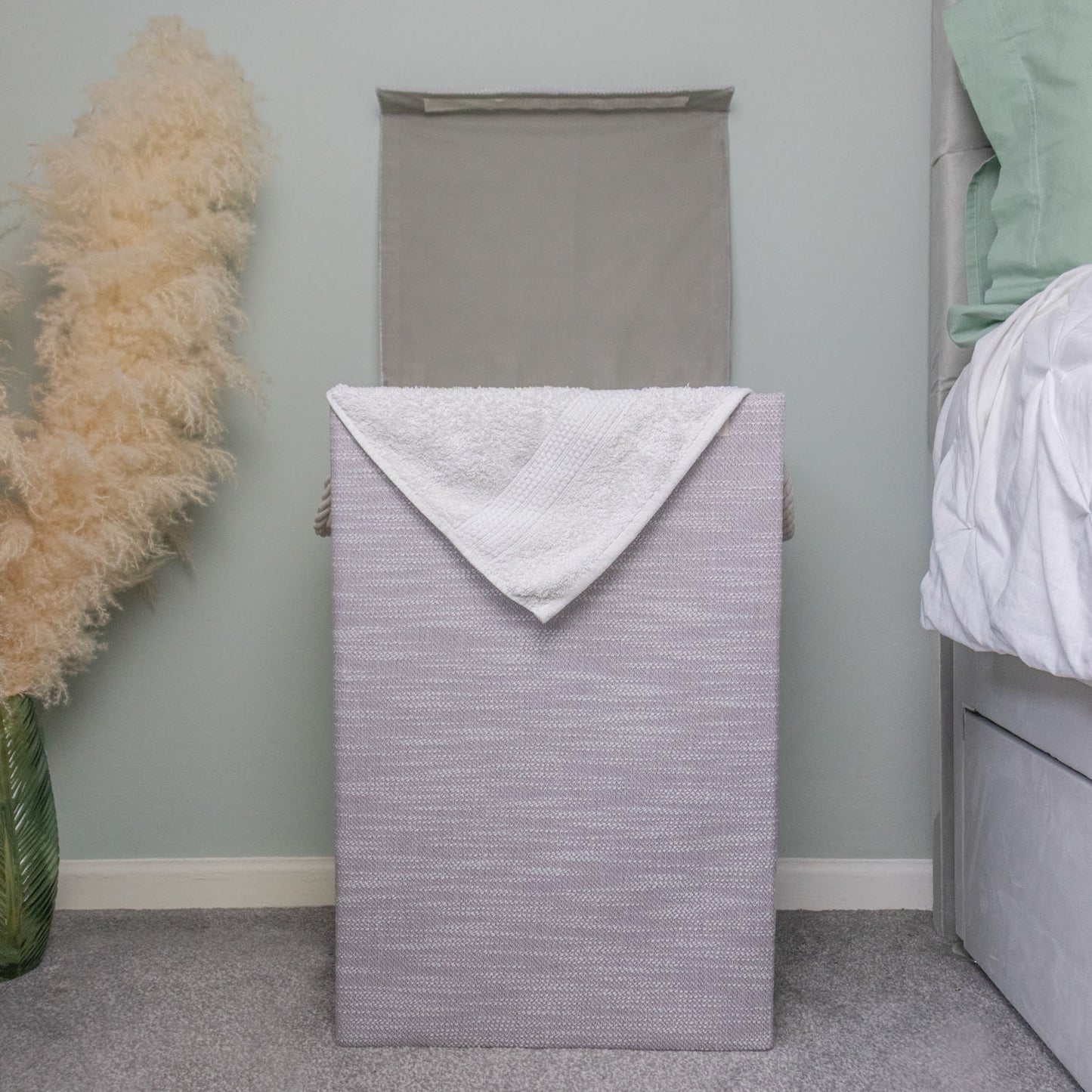 Serena Grey Foldable Laundry Hamper with Lid