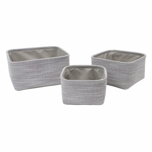 Serena Grey Set Of 3 Square Storage Baskets