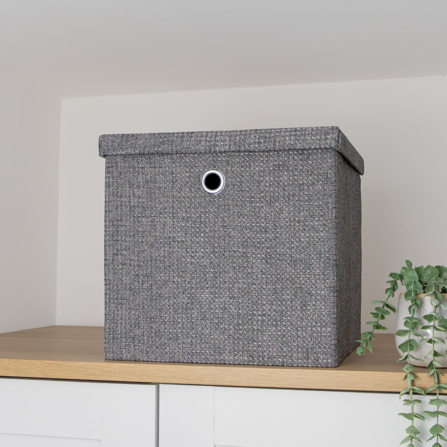Chroma Foldable Grey Cube Organiser Box with Lid – Julian Charles Home
