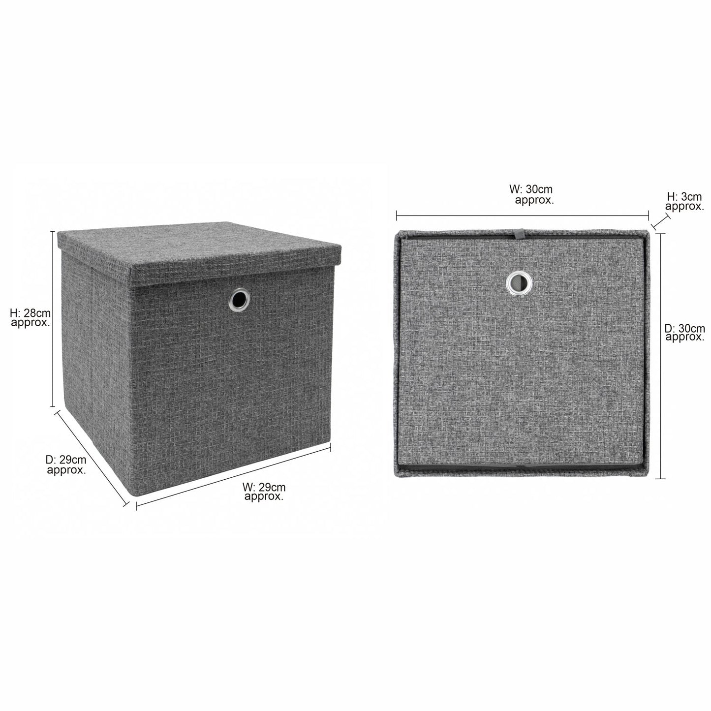 Chroma Foldable Grey Cube Organiser Box with Lid