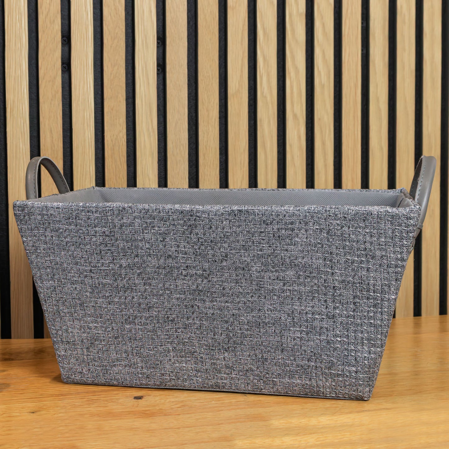 Chroma Rectangular Grey Storage Basket with Handles