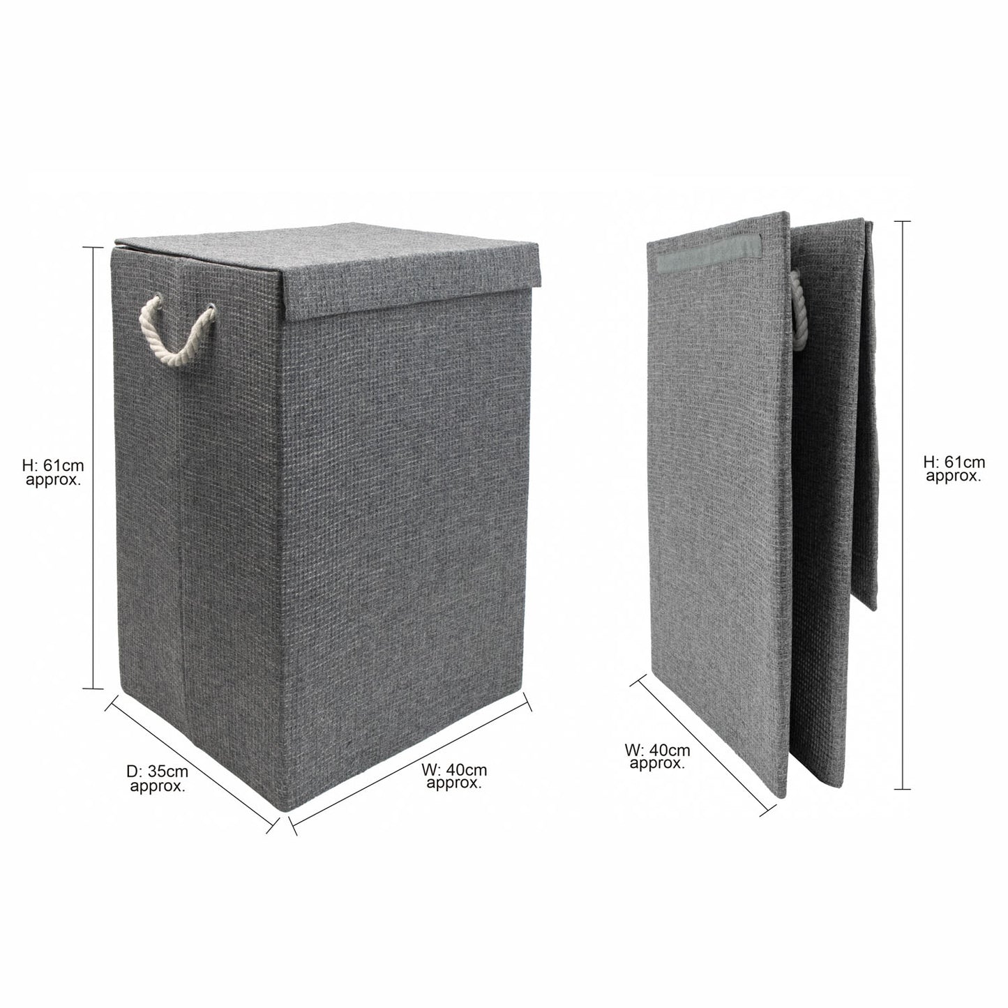 Chroma Foldable Laundry Hamper Grey with Lid
