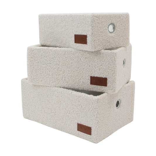 Shiro Set of 3 Boucle Fabric Rectangular Storage Baskets