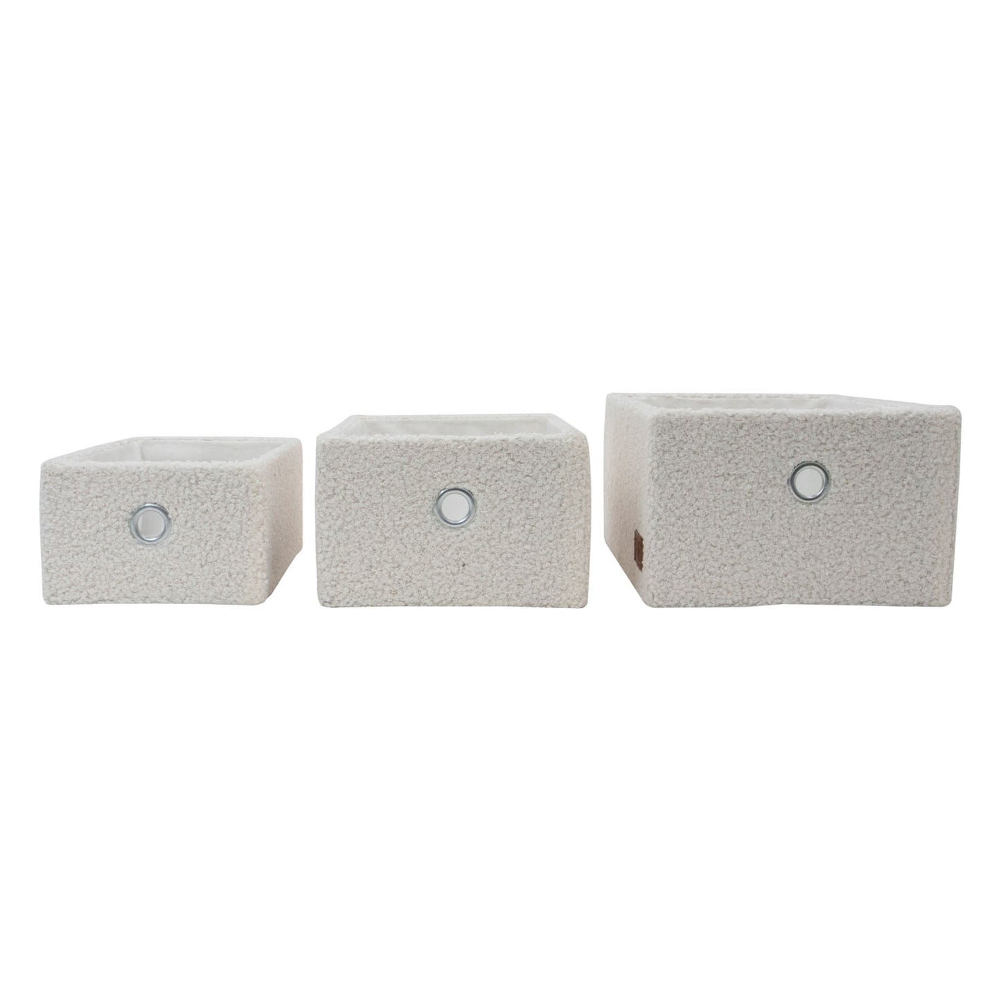 Shiro Set of 3 Boucle Fabric Rectangular Storage Baskets