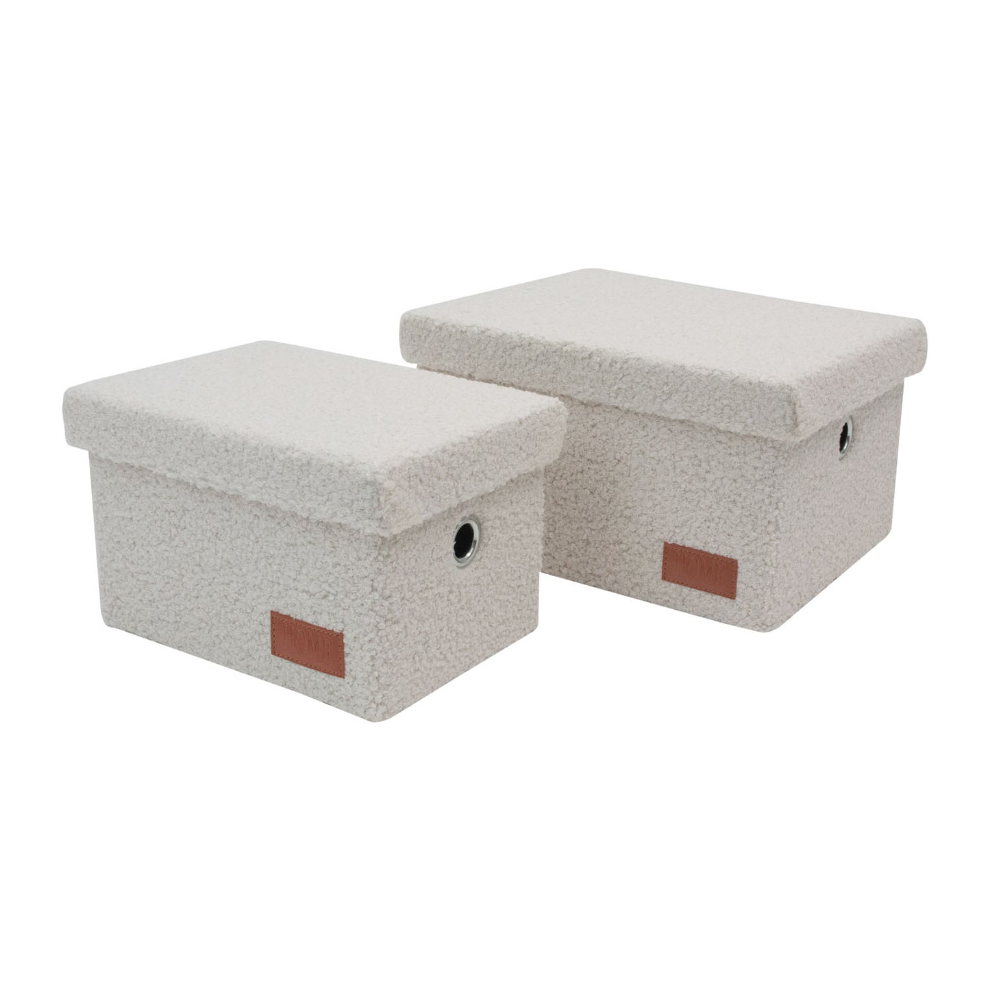 Shiro Set of 2 Boucle Fabric Rectangular Baskets with Lids