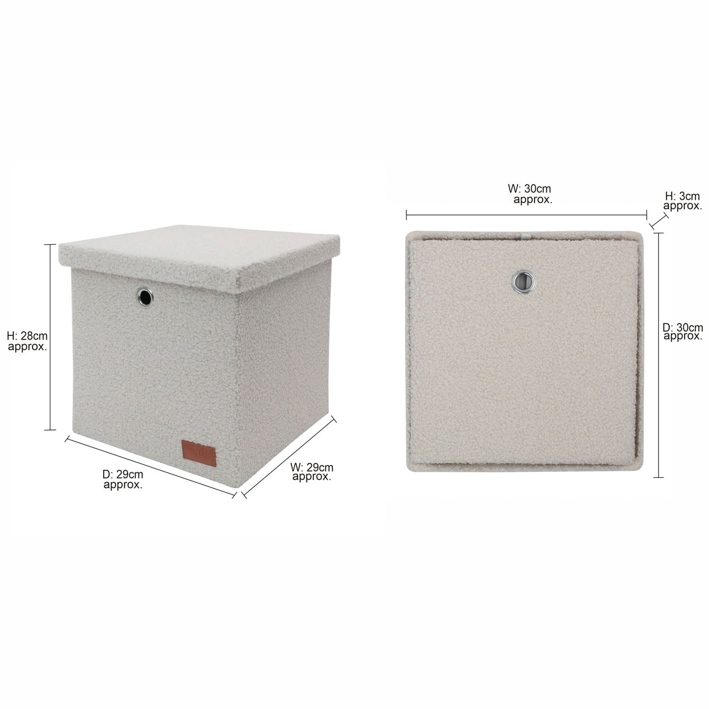 Shiro Boucle Fabric Cube Foldable Box with Lid