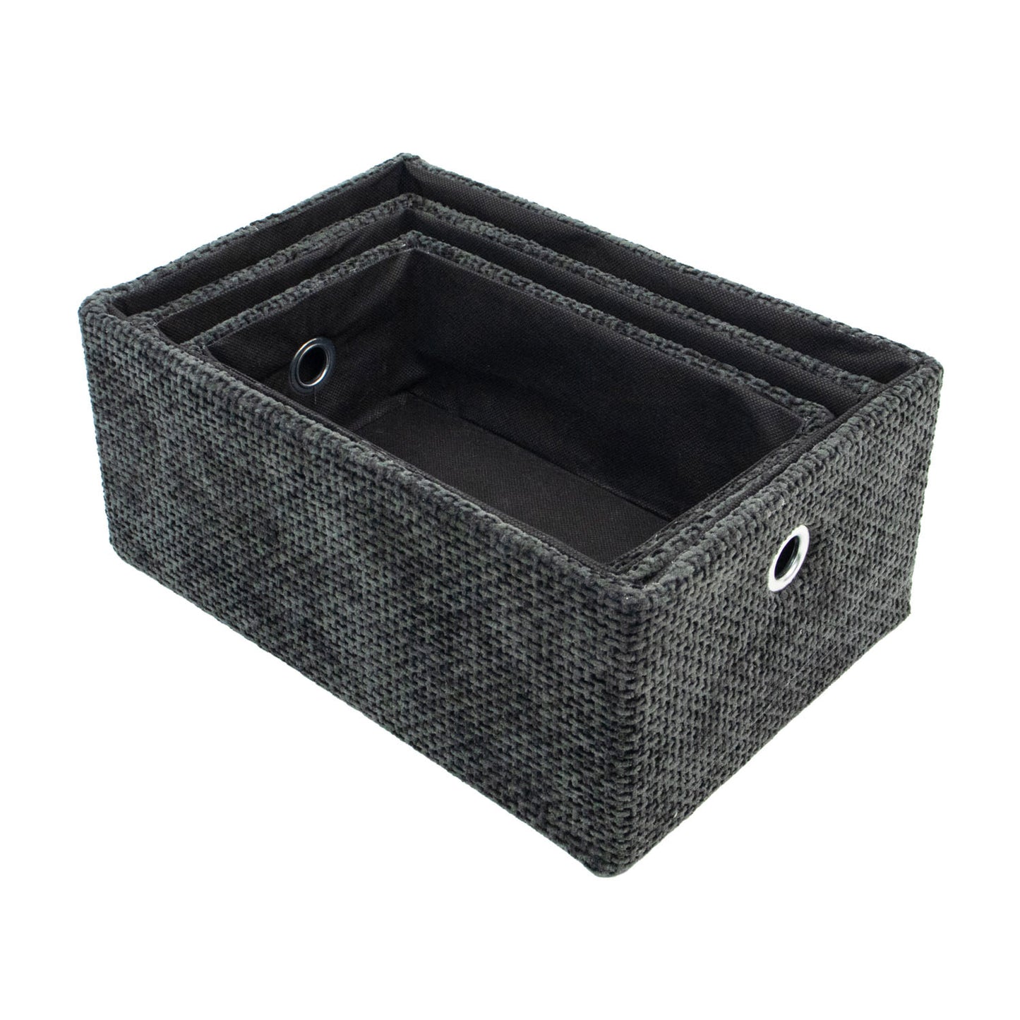 Metro Black Set of 3 Rectangular Storage Baskets