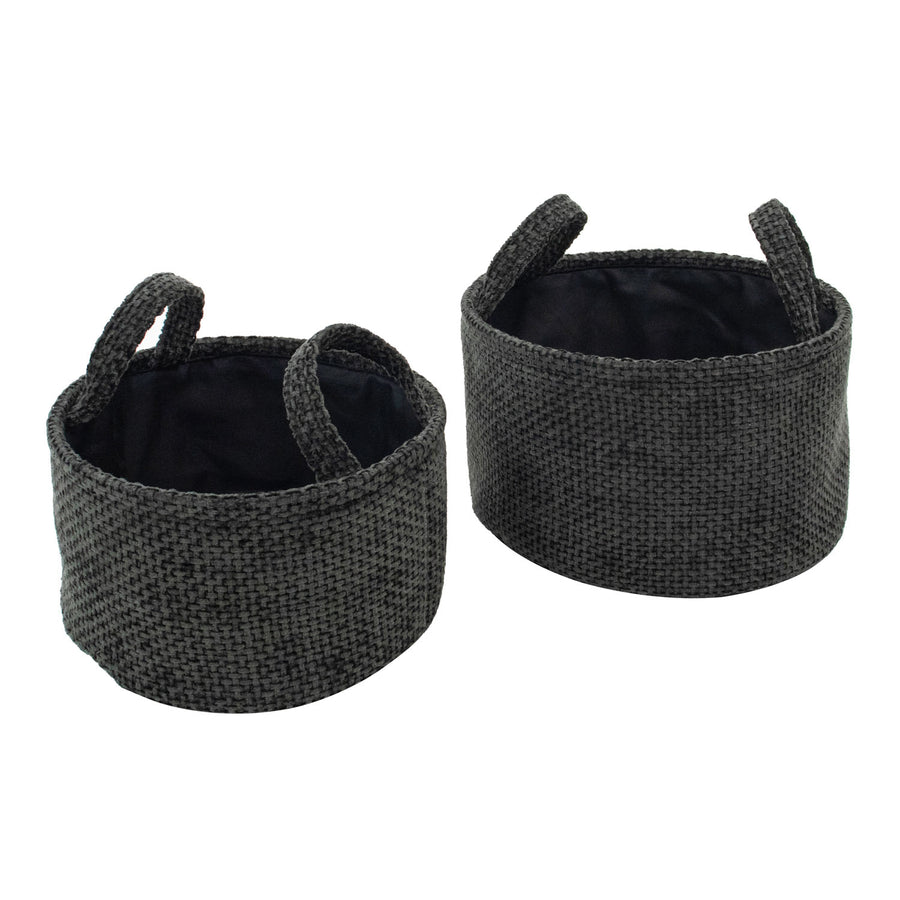 Metro Black Set of 2 Round Storage Baskets with Handles