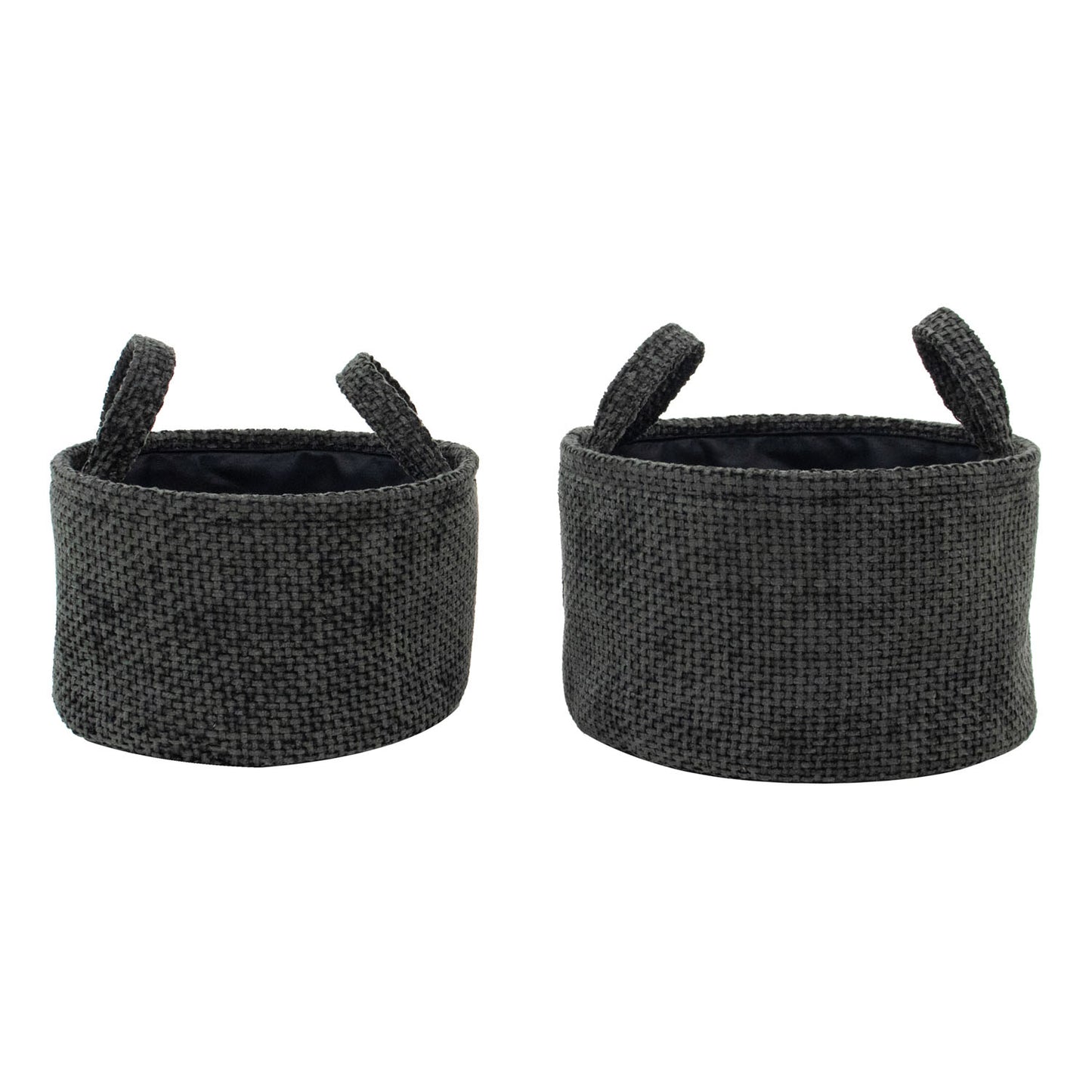 Metro Black Set of 2 Round Storage Baskets with Handles