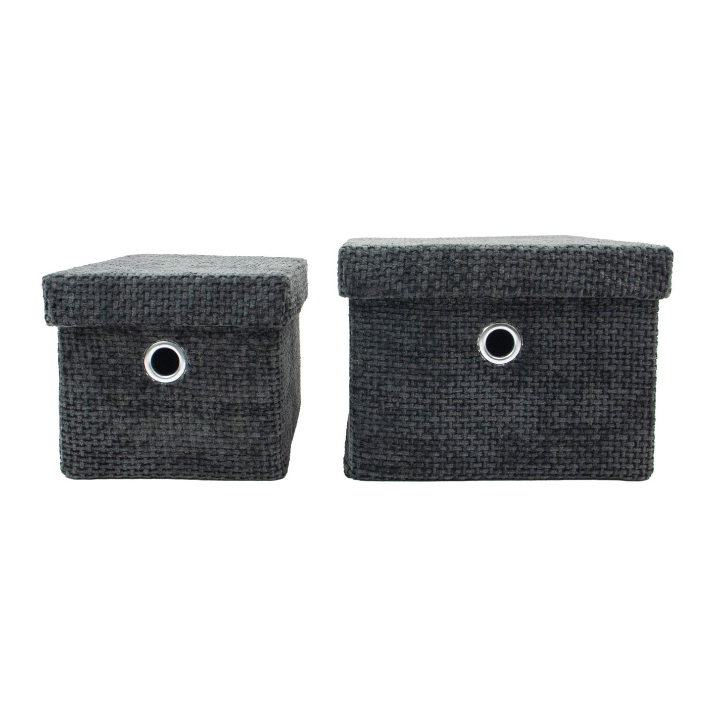 Metro Black Set of 2 Rectangular Baskets with Lids