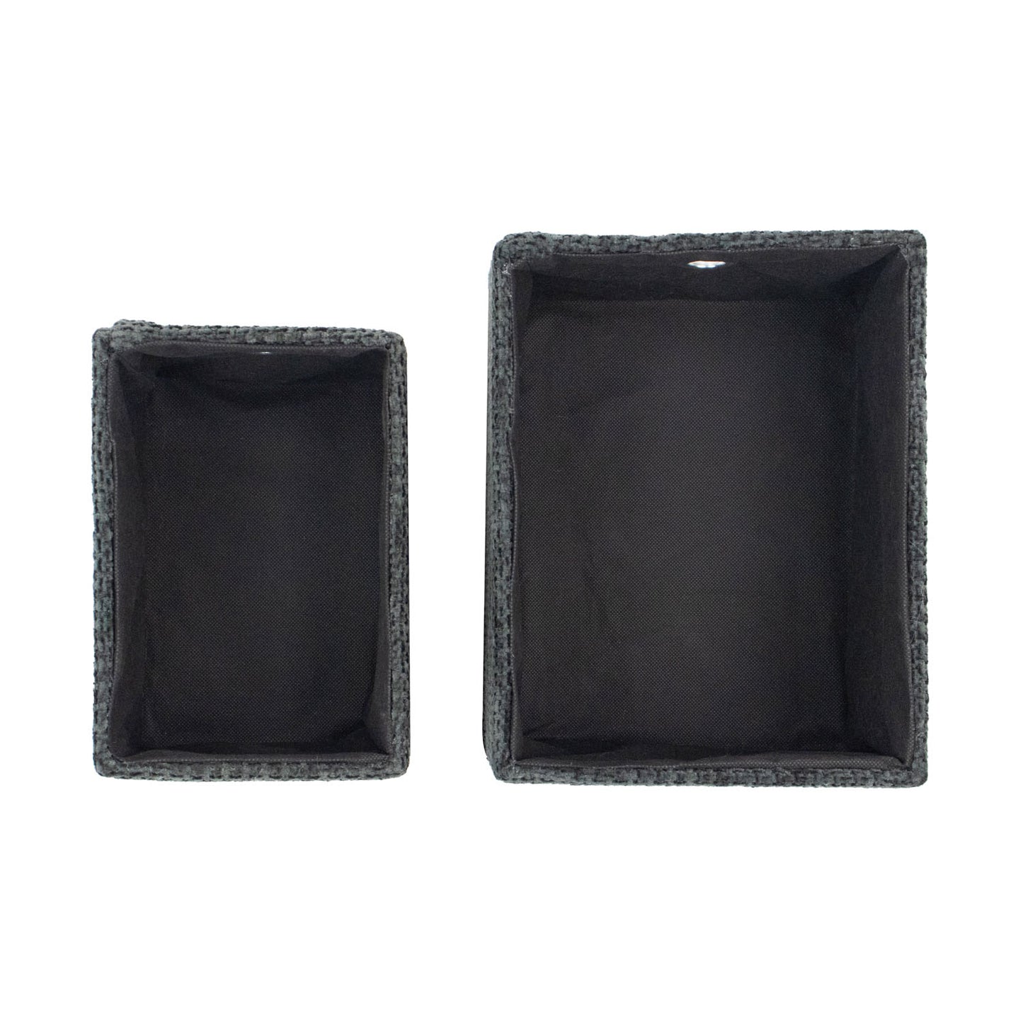 Metro Black Set of 2 Rectangular Baskets with Lids