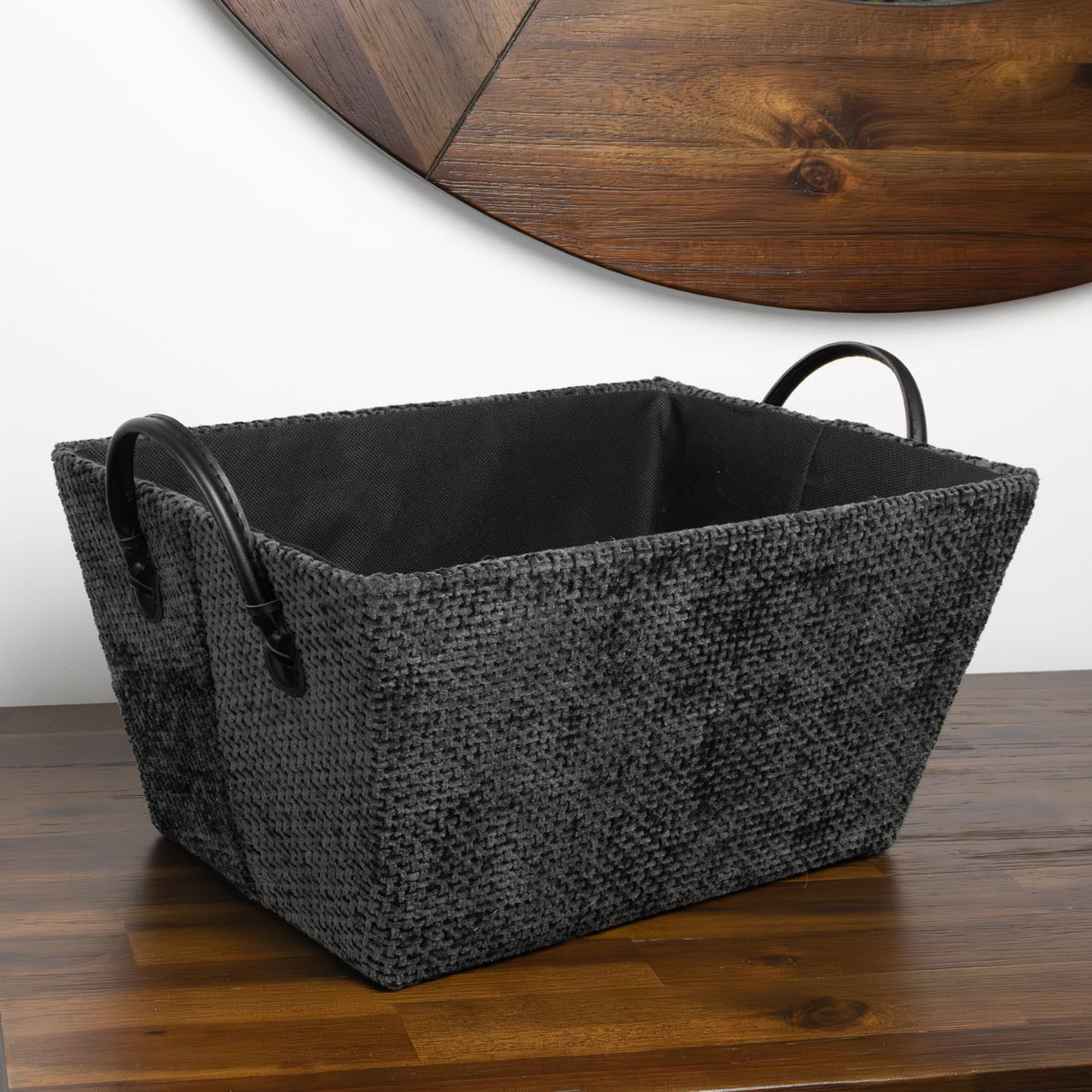 Metro Black Rectangular Storage Basket with Handles