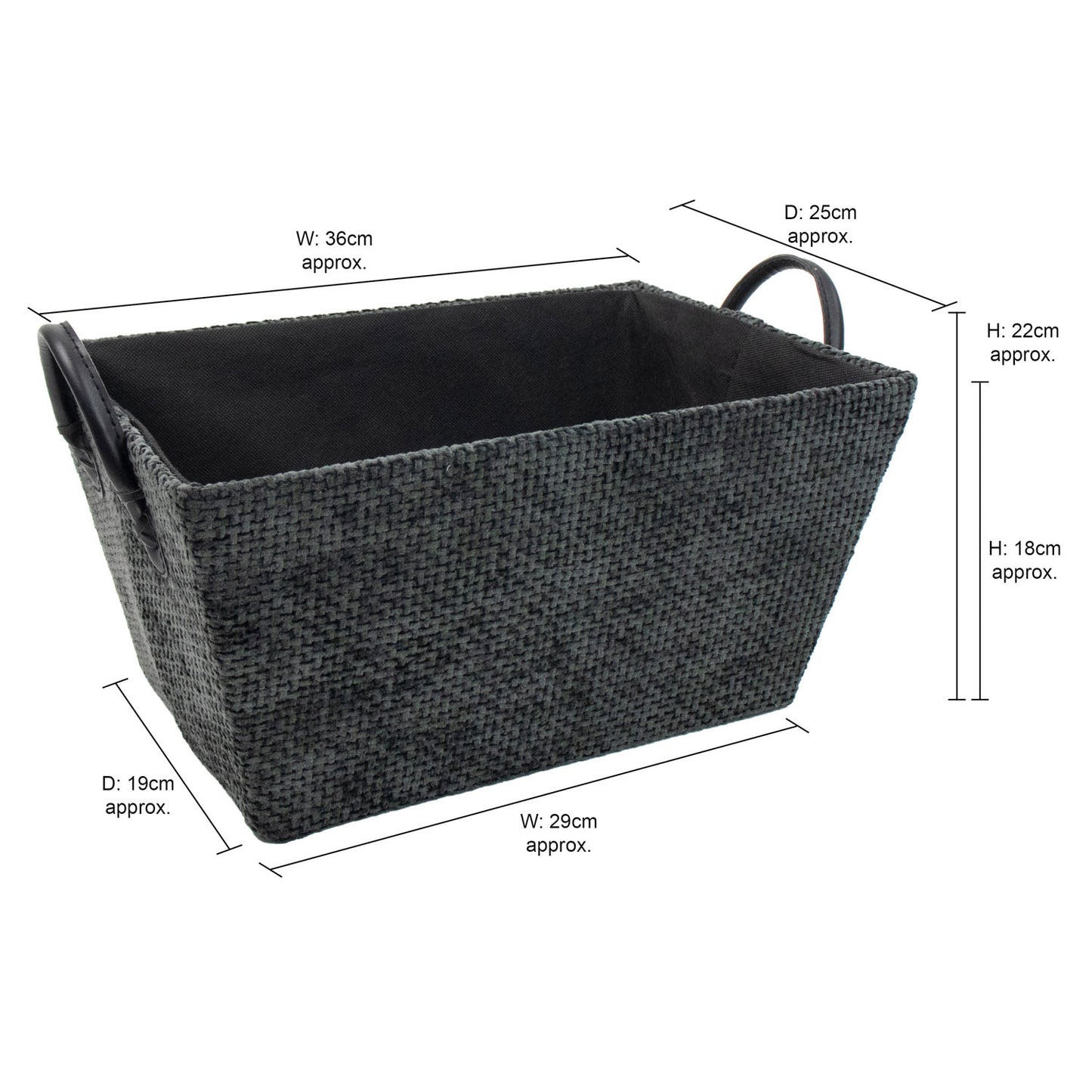 Metro Black Rectangular Storage Basket with Handles