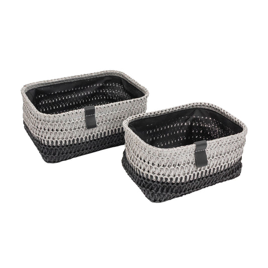 Kenzi Set of 2 Light Grey Rectangular Baskets