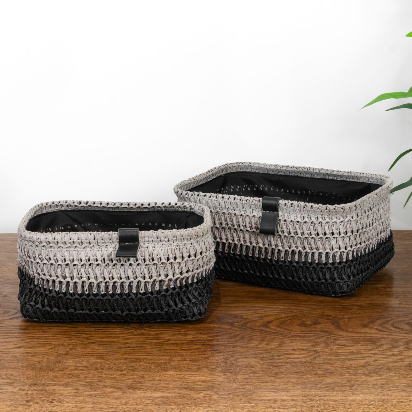 Kenzi Set of 2 Light Grey Rectangular Baskets