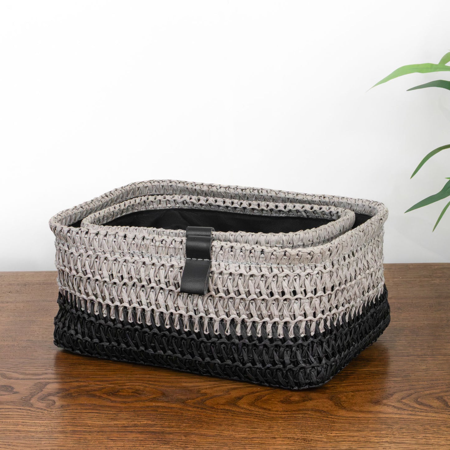 Kenzi Set of 2 Light Grey Rectangular Baskets