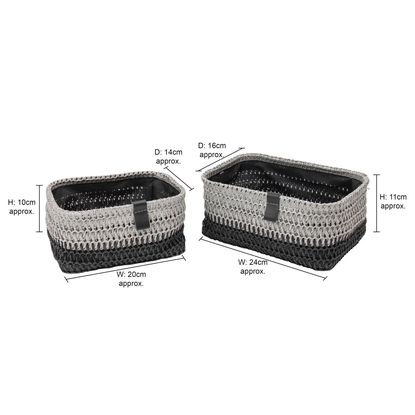 Kenzi Set of 2 Light Grey Rectangular Baskets