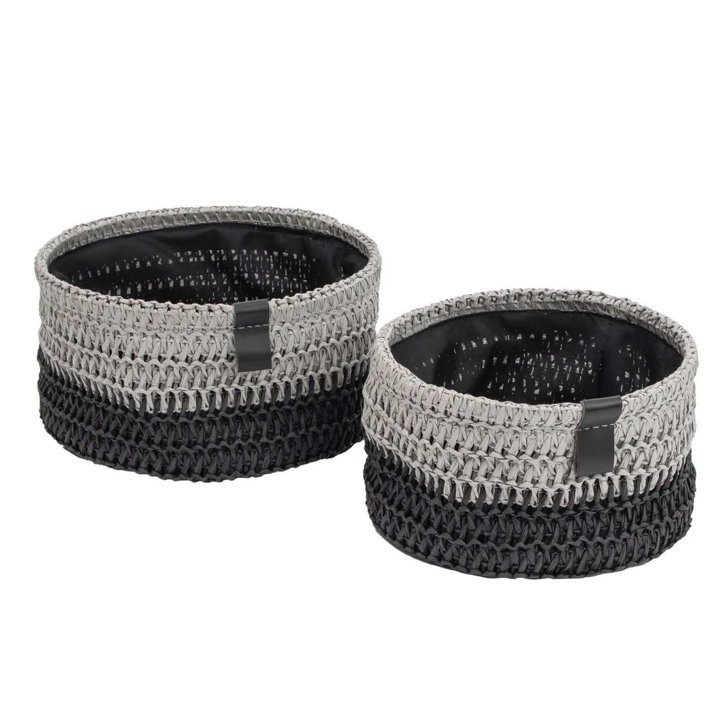 Kenzi Set of 2 Light Grey Round Storage Baskets