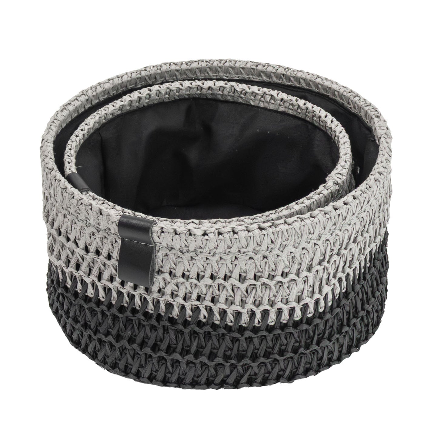 Kenzi Set of 2 Light Grey Round Storage Baskets