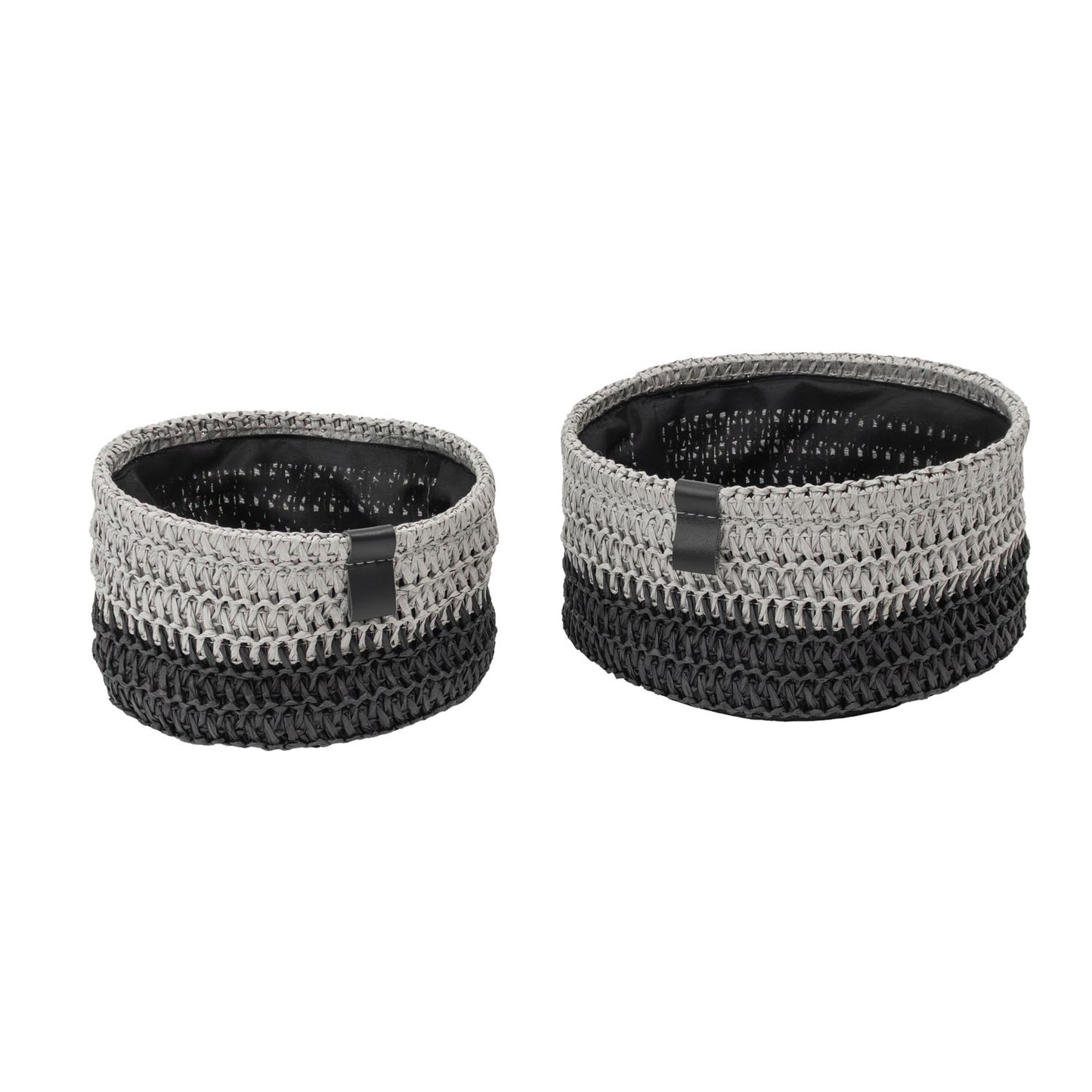 Kenzi Set of 2 Light Grey Round Storage Baskets
