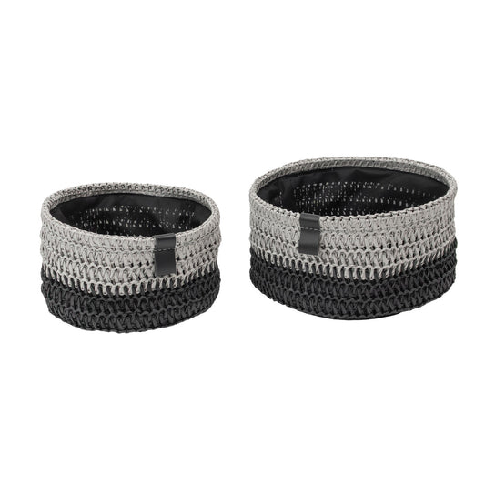 Kenzi Set of 2 Light Grey Round Storage Baskets
