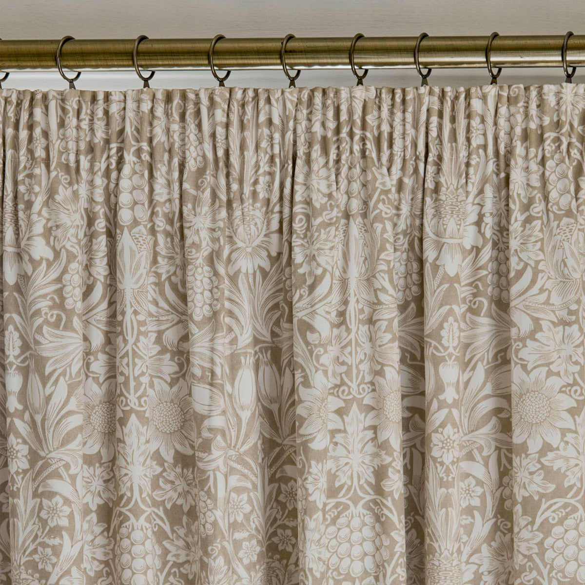 William Morris At Home Sunflower Hessian Natural Blackout Pencil Pleat Curtains