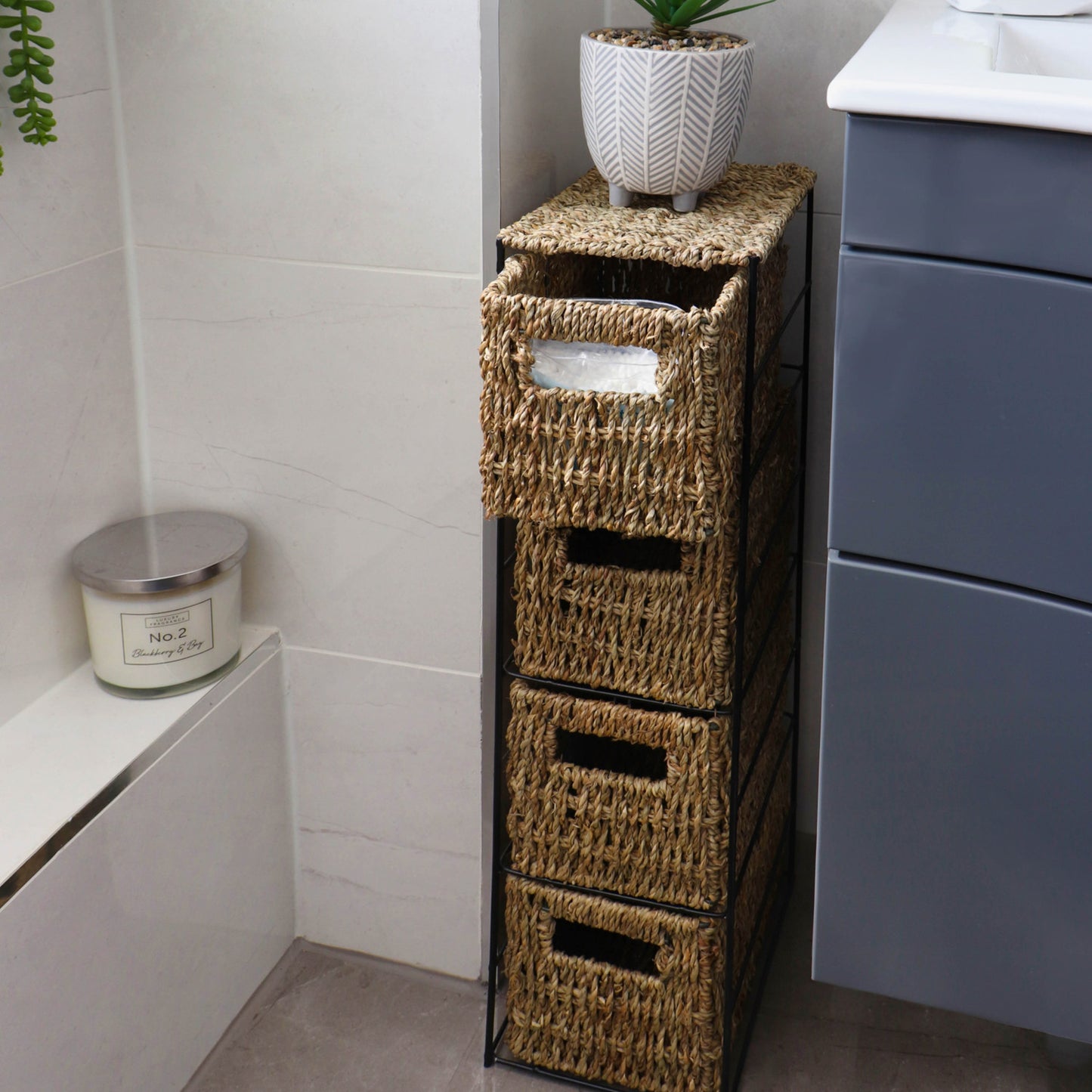 Seagrass 4 Drawer Storage Tower