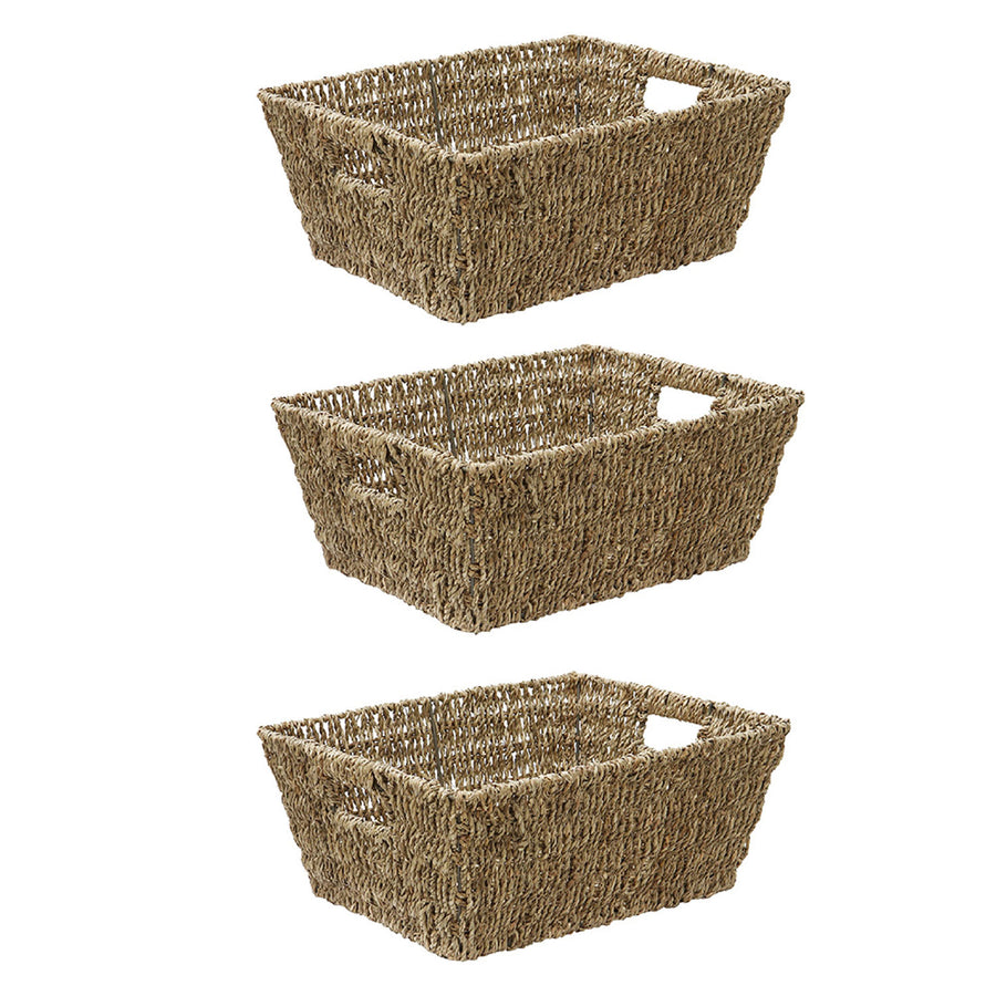 Set of 3 Seagrass Rectangular Storage Basket