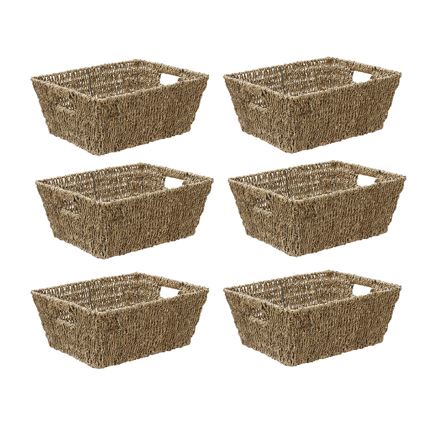 Set of 6 Seagrass Rectangular Storage Basket