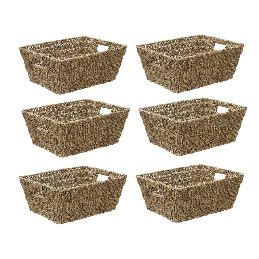 Set of 6 Seagrass Rectangular Storage Basket